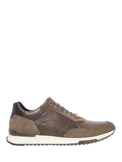 Dune Thornbury Leather Lace Up Trainers, Khaki, Khaki