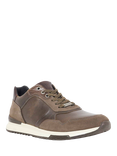Dune Thornbury Leather Lace Up Trainers, Khaki, Khaki