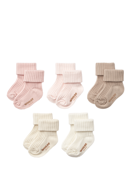 WHEAT Baby Organic Cotton Socks, Pack of 5, 2026 Rose