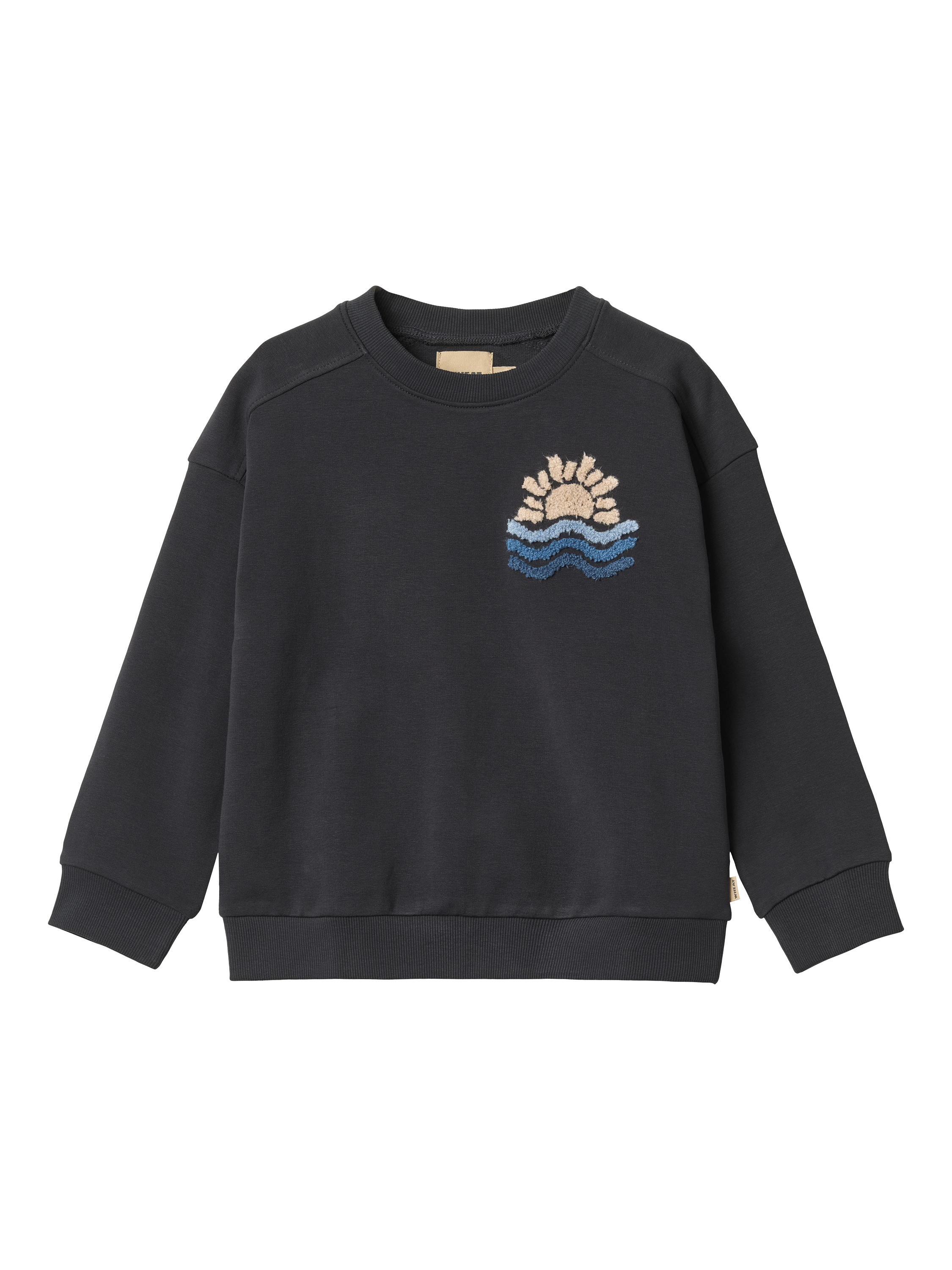 Product image 1 of 2, which shows WHEAT Kids' Sander Organic Cotton Blend Sweatshirt, Navy, 8 years