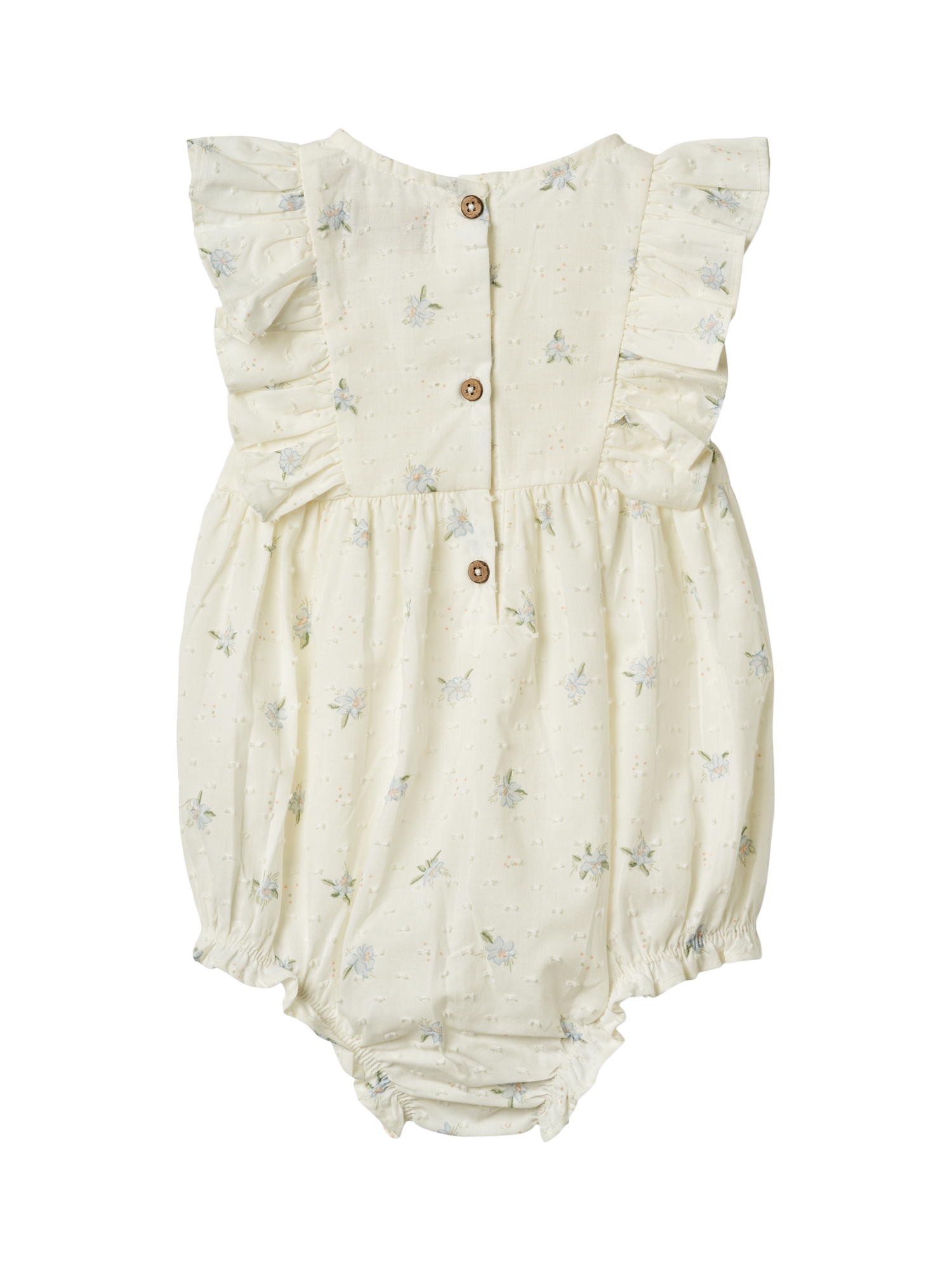 Product image 2 of 3, which shows WHEAT Baby Emmaline Romper, 1481 Blue Flowers, 3 months