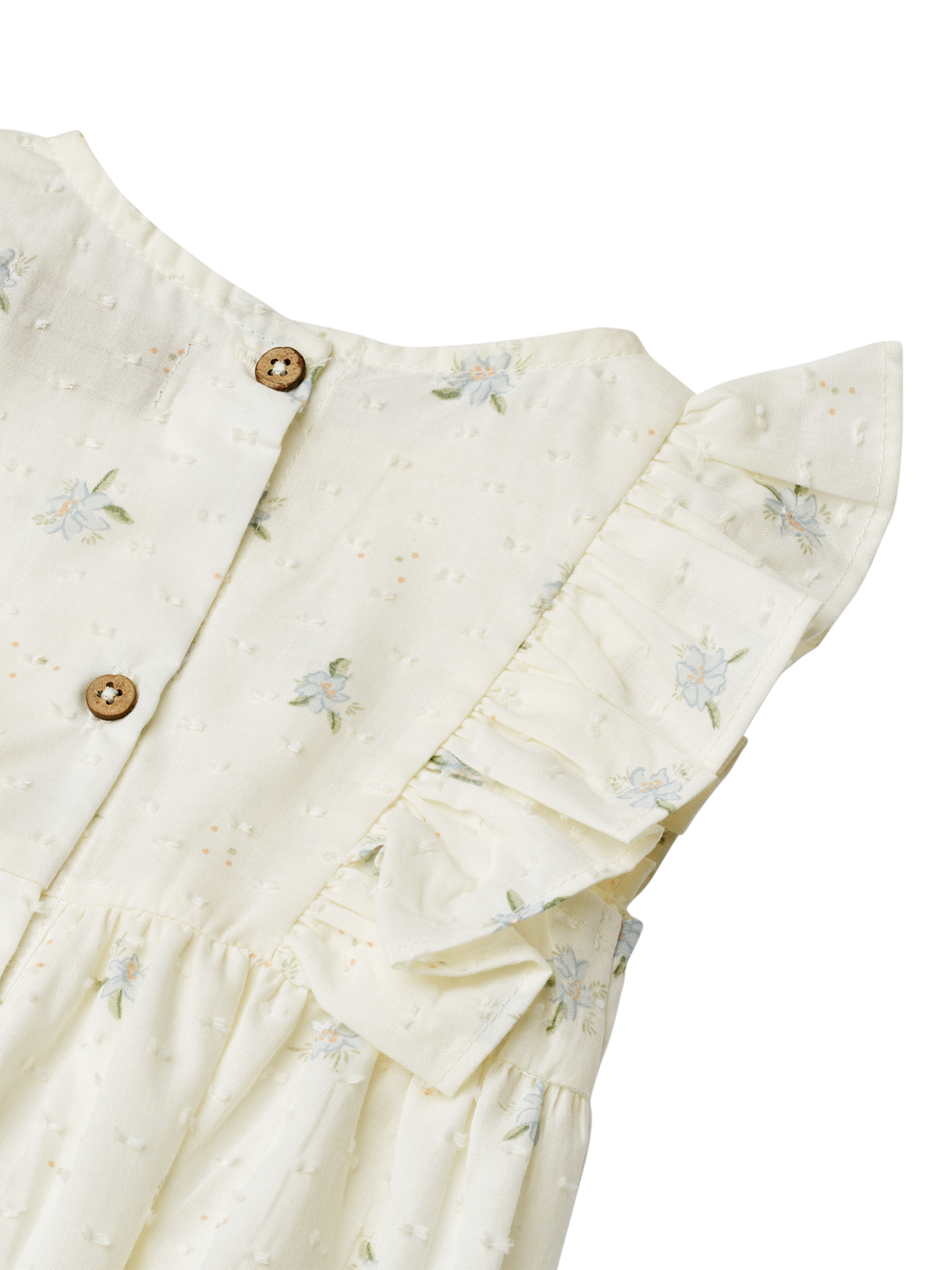 Product image 3 of 3, which shows WHEAT Baby Emmaline Romper, 1481 Blue Flowers, 3 months