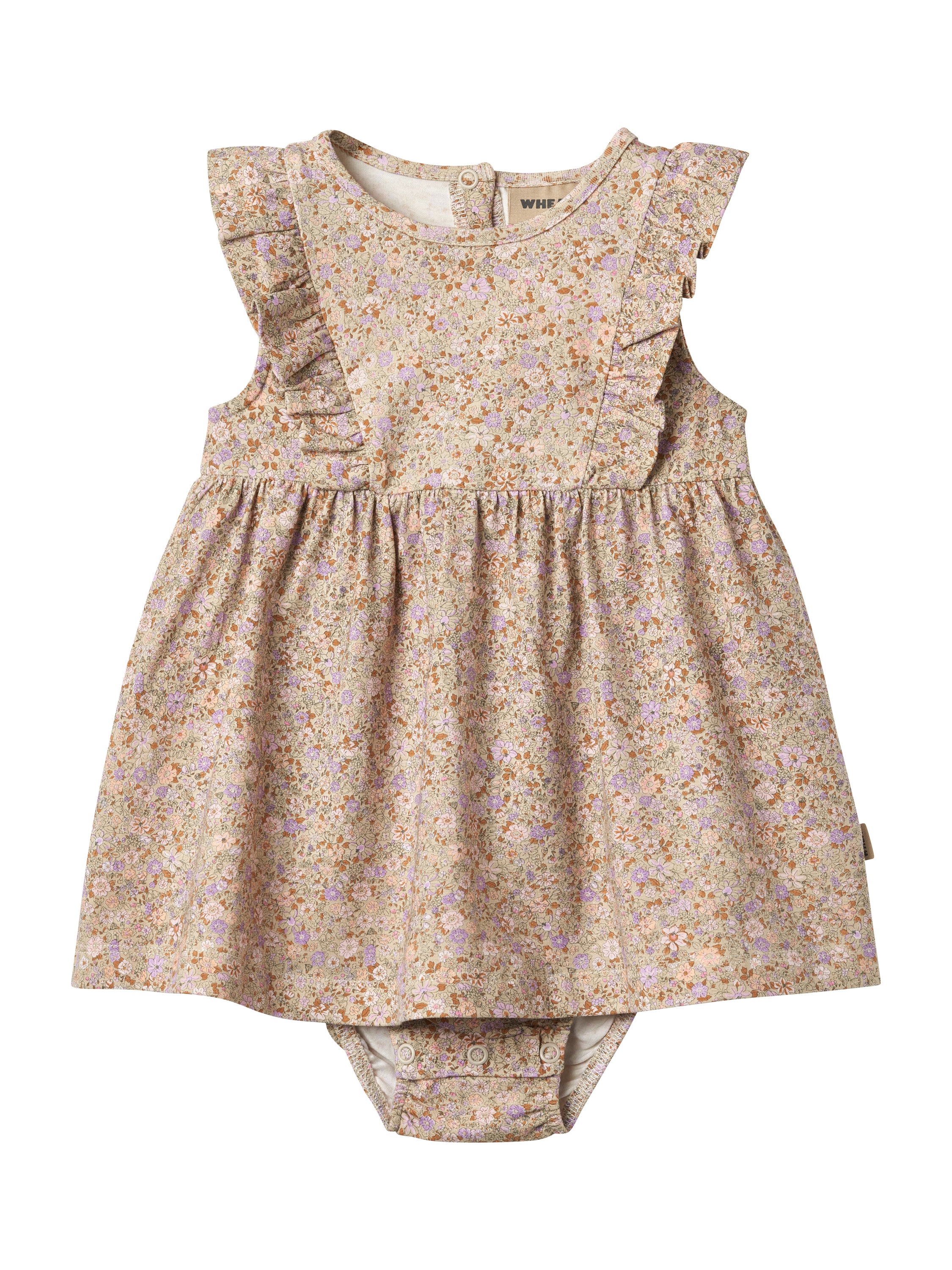 Product image 1 of 2, which shows WHEAT Baby Vianna Organic Cotton Blend Floral Dress, Purple, 9 months