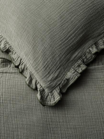 John Lewis Belvoir Pure Cotton Gauze Duvet Cover Set - view 2, Green Avocado