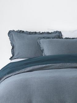 John Lewis Belvoir Gauze Duvet Cover Set, Blue
