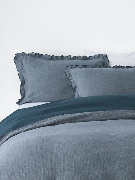 John Lewis Belvoir Pure Cotton Gauze Duvet Cover Set, Blue