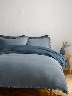 John Lewis Belvoir Gauze Duvet Cover Set - view 2, Blue