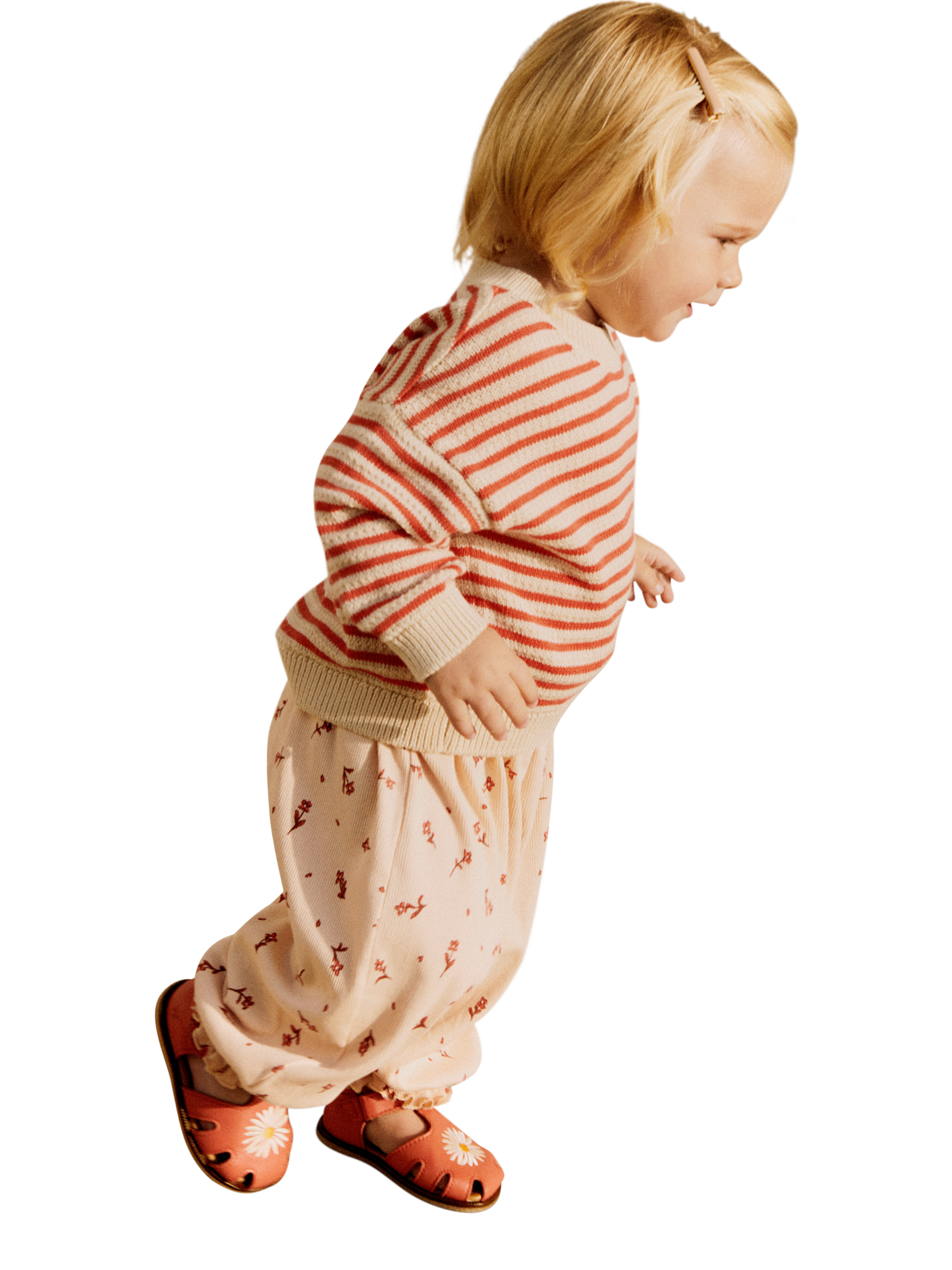 Product image 4 of 6, which shows WHEAT Kids' Leise Knit Stripe Jumper, 2078 Red Stripe, 5 years