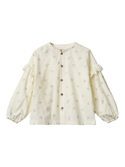 WHEAT Kids Gerda Organic Cotton Floral Shirt, 1481 Blue Flowers