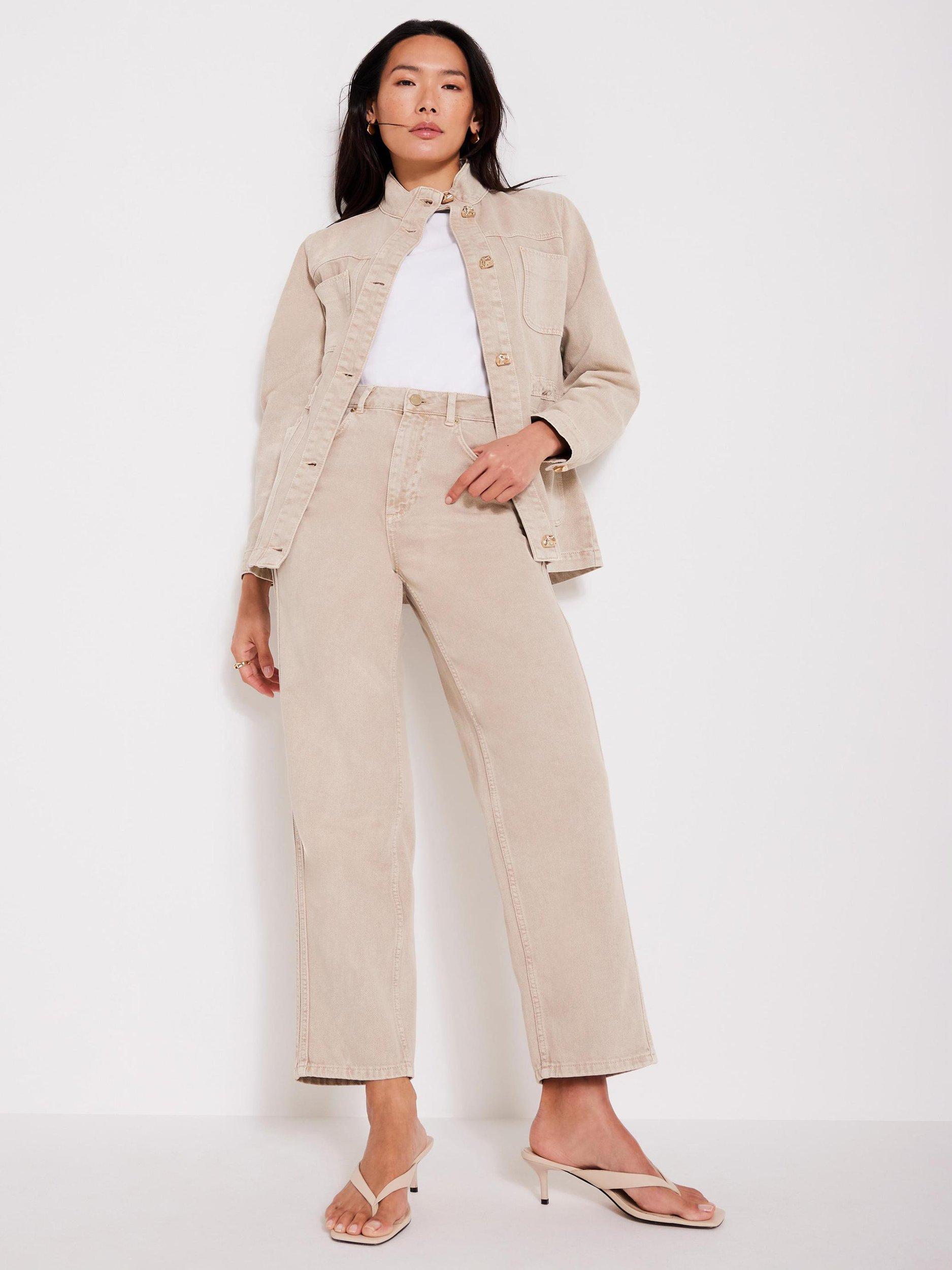Product image 2 of 8, which shows Mint Velvet Relaxed Tapered Boyfriend Jeans, Natural, 8R