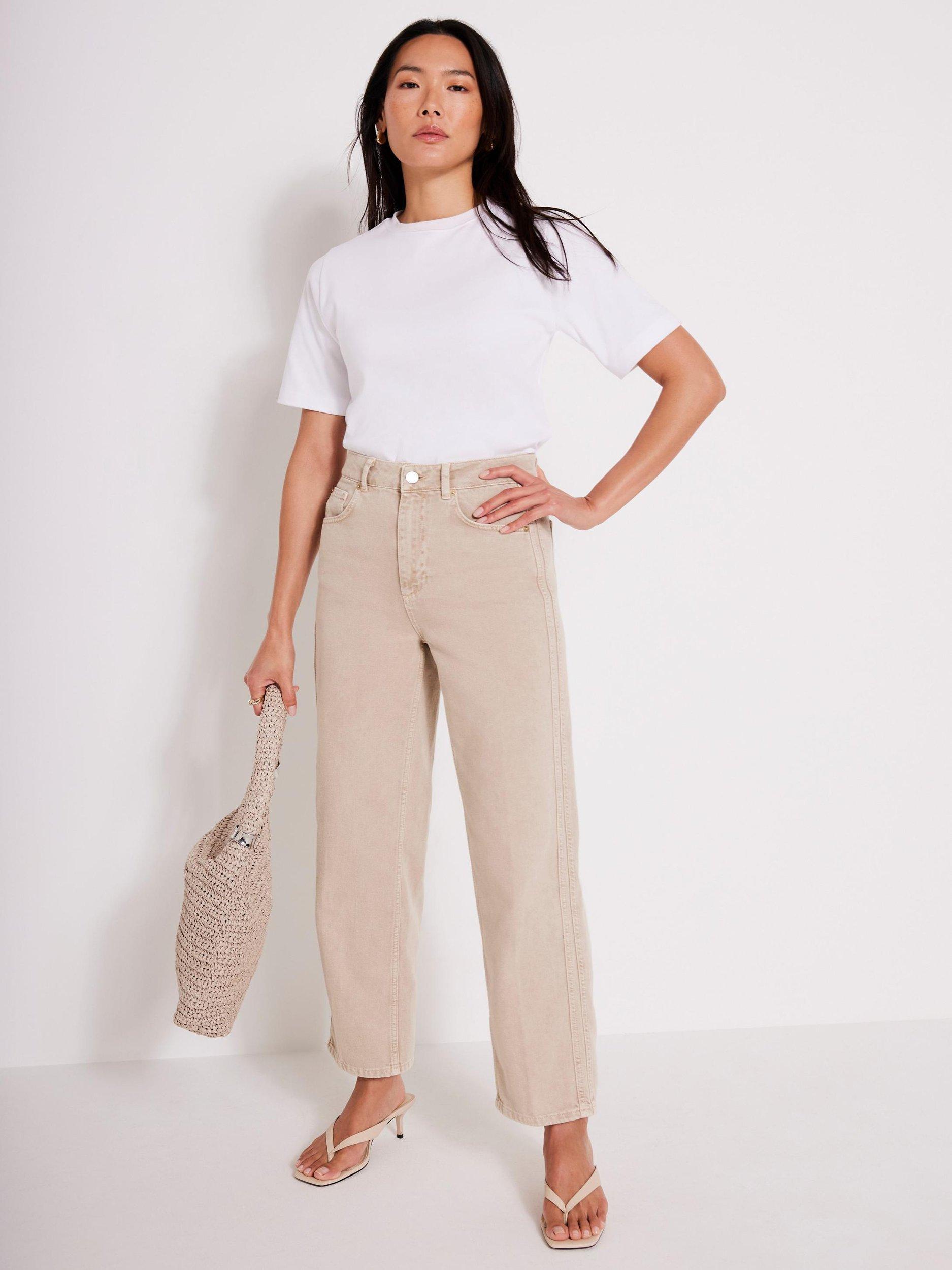 Product image 3 of 8, which shows Mint Velvet Relaxed Tapered Boyfriend Jeans, Natural, 8R