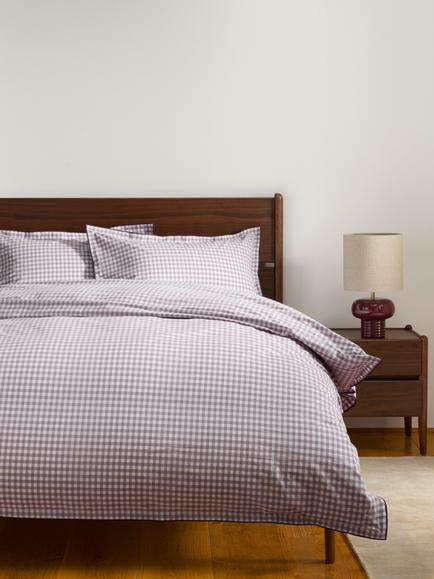 John Lewis Gingham Pure Cotton Weave Duvet Cover Set, Lilac - view 2, Lilac