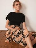 Mint Velvet Ruffle Floral Midi Skirt