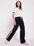 Mint Velvet Open Stitch Polo Top, Ivory