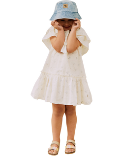 WHEAT Kids' Bitten Organic Cotton Shift Dress - view 2, 1481 Blue Flowers