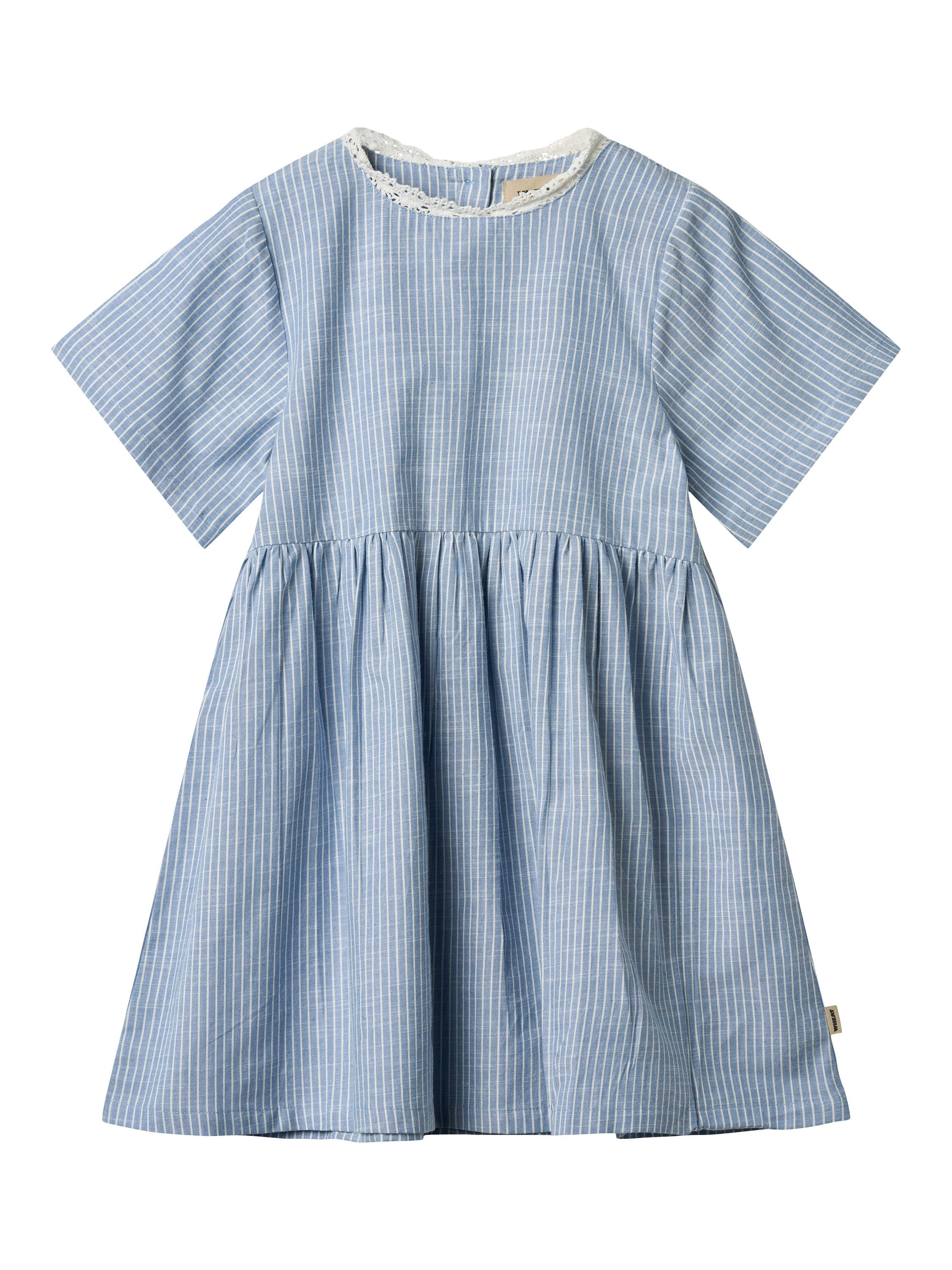 Product image 1 of 3, which shows WHEAT KIds' Elma Organic Cotton Stripe Dress, 1048 Blue Stripe, 3 years