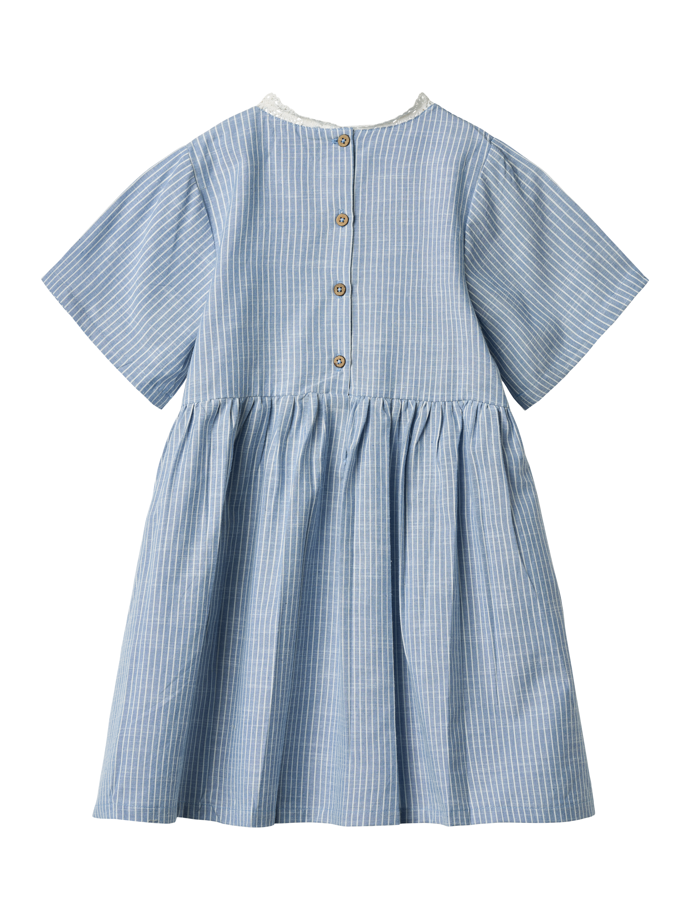 Product image 2 of 3, which shows WHEAT KIds' Elma Organic Cotton Stripe Dress, 1048 Blue Stripe, 3 years