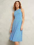 Hobbs Lisa Geometric Print Petite Dress, Blue/Ivory