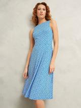 Hobbs Petite Teagan Botanical Pure Linen Dress, Ivory Navy