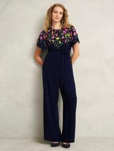Reiss Kaia Utility Wide Leg Jumpsuit, Navy