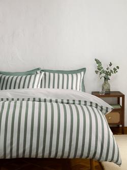 John Lewis Stitch Stripe Duvet Cover Set - view 2, Green