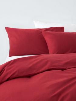 John Lewis Warm & Cosy Brushed Cotton Duvet Cover Set, Red Mid