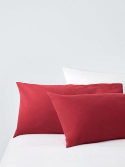 John Lewis Warm & Cosy Brushed Cotton Duvet Cover Set - view 2, Red Mid