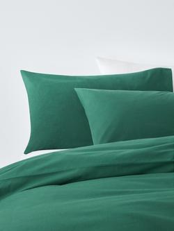 John Lewis Warm & Cosy Brushed Cotton Duvet Cover Set, Green Mid