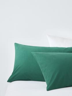 John Lewis Warm & Cosy Brushed Cotton Duvet Cover Set - view 2, Green Mid