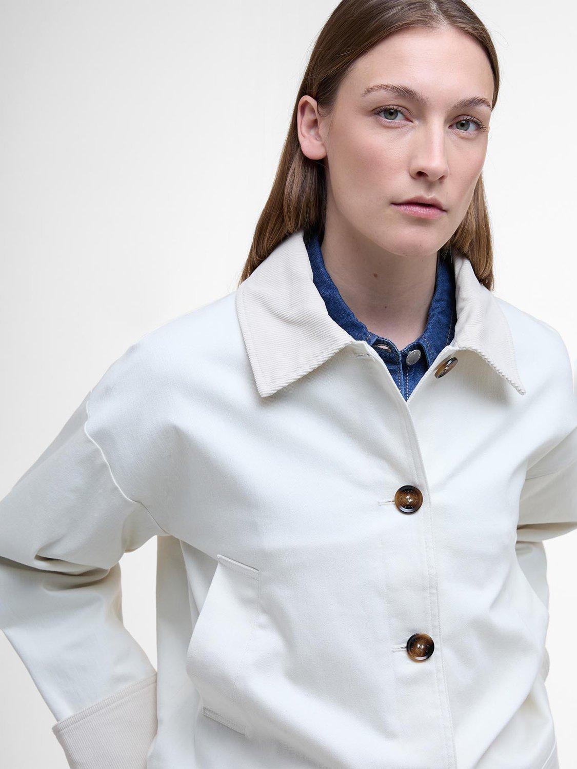 Product image 5 of 6, which shows Barbour Abbey Casual Cotton Blend Harrington Jacket, Neutral, 10