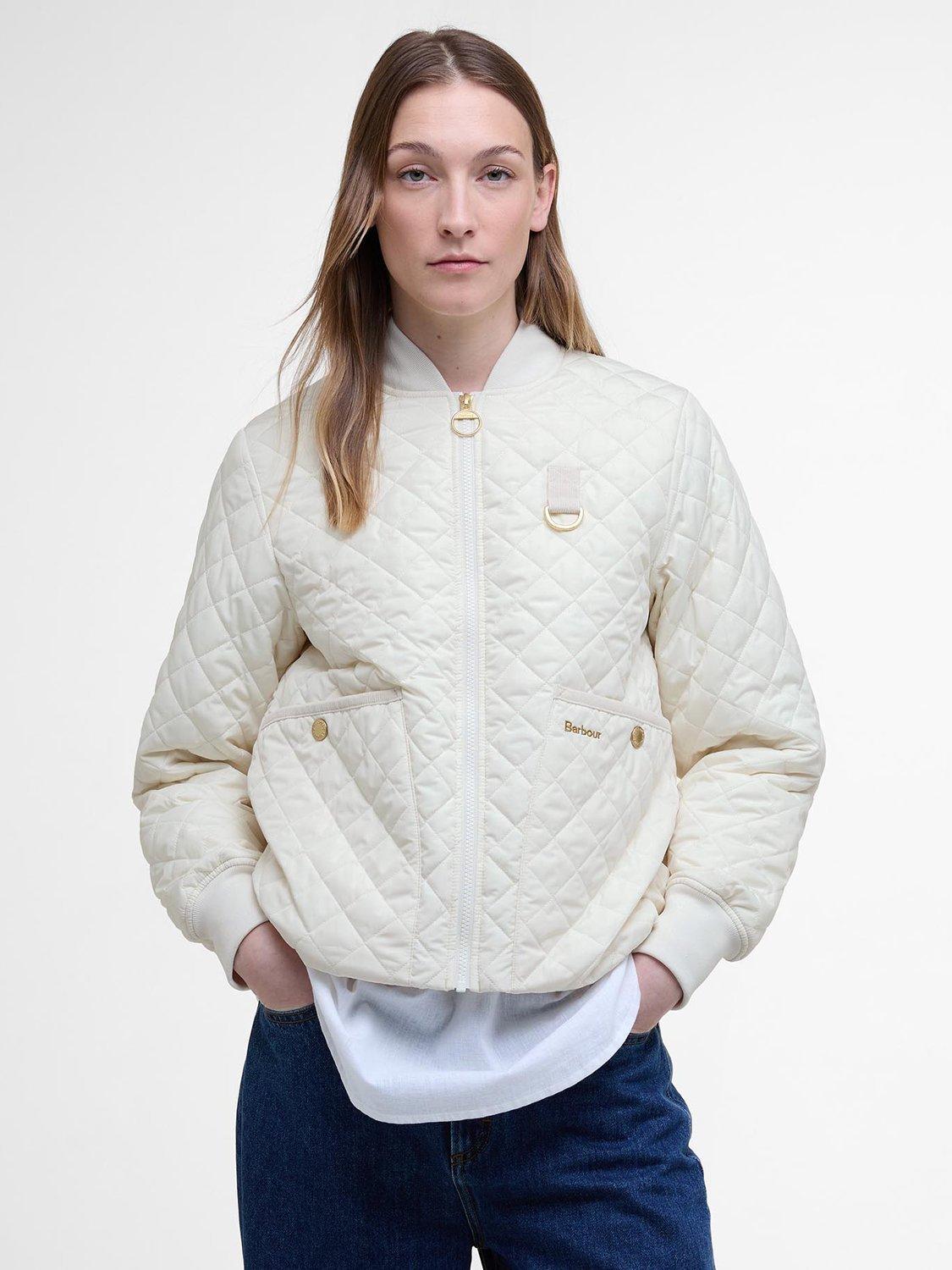 Product image 1 of 7, which shows Barbour Reyna Spey Inspired Quilted Bomber Jacket, Neutral, 10