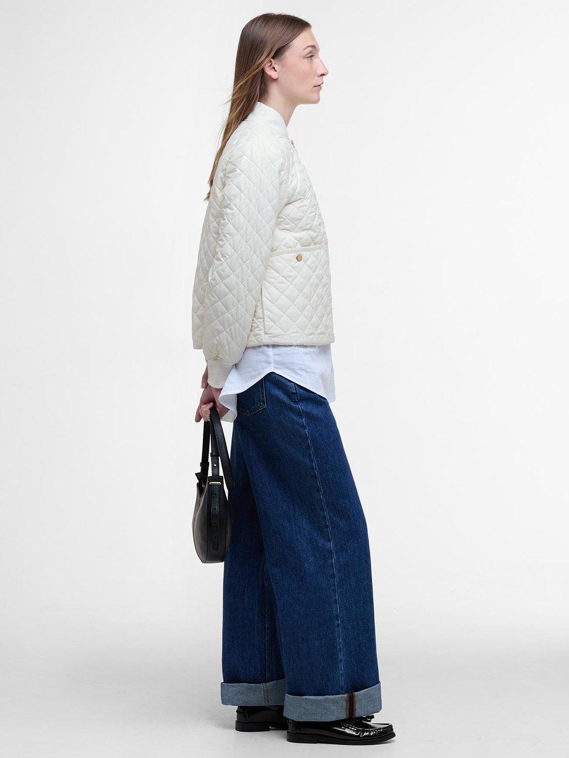 Product image 3 of 7, which shows Barbour Reyna Spey Inspired Quilted Bomber Jacket, Neutral, 10