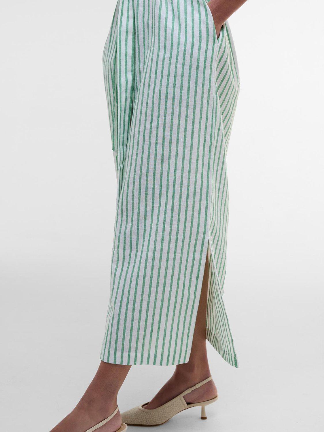 Product image 6 of 8, which shows Barbour Abby Striped Mixed Blend Midi Dress, Kelly Green/White, 12