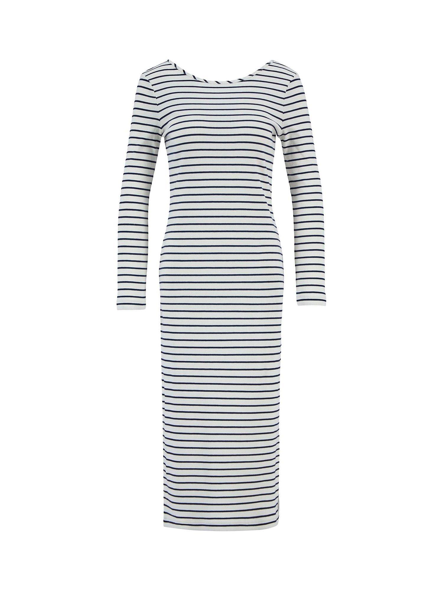 Product image 4 of 6, which shows Barbour Blake Striped Stretch Cotton Blend Midi Dress, Cloud/Black, 10