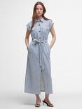 Barbour Abby Striped Mixed Blend Midi Dress, Navy/White