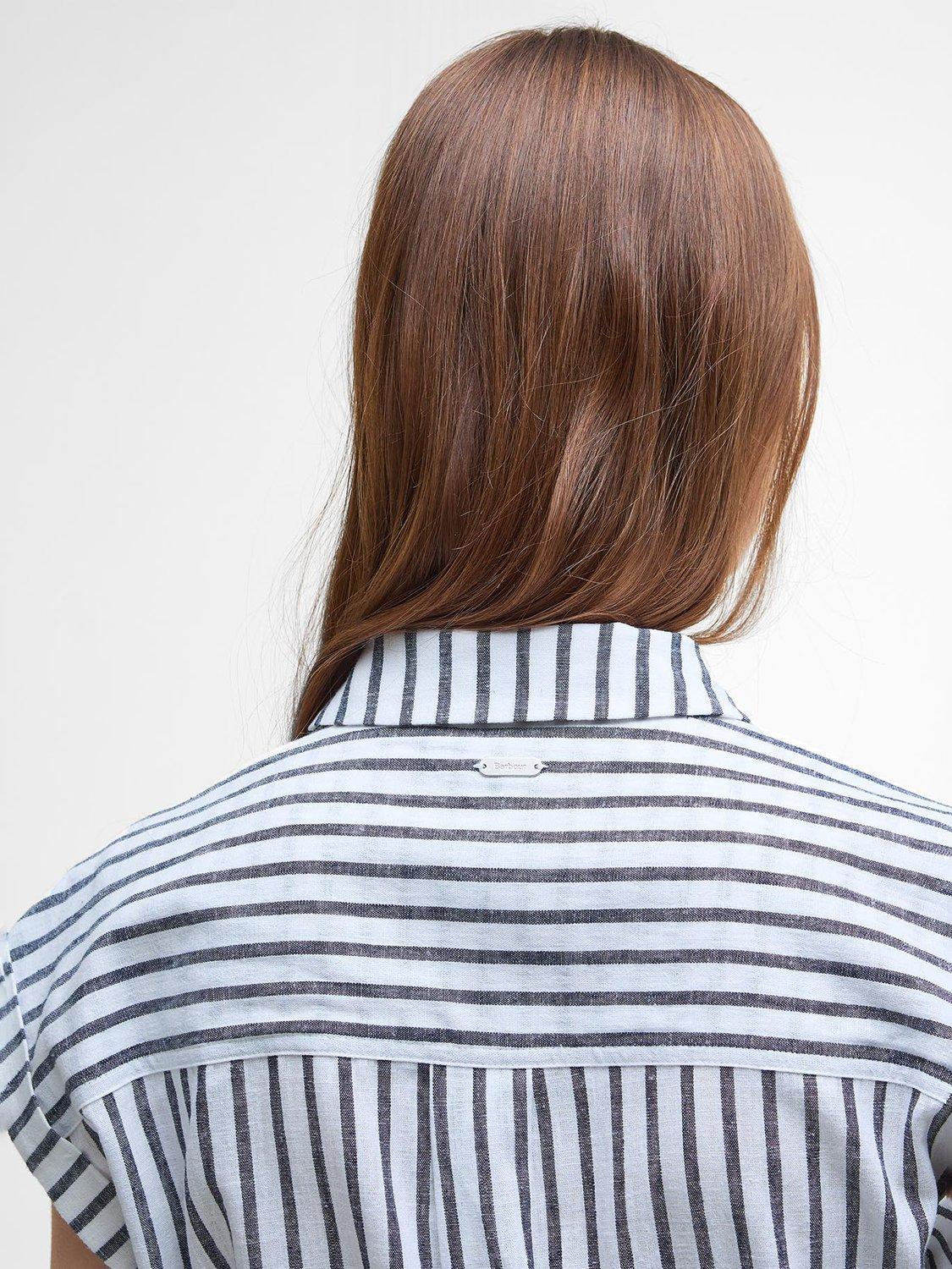 Product image 6 of 6, which shows Barbour Abby Striped Mixed Blend Midi Dress, Navy/White, 8