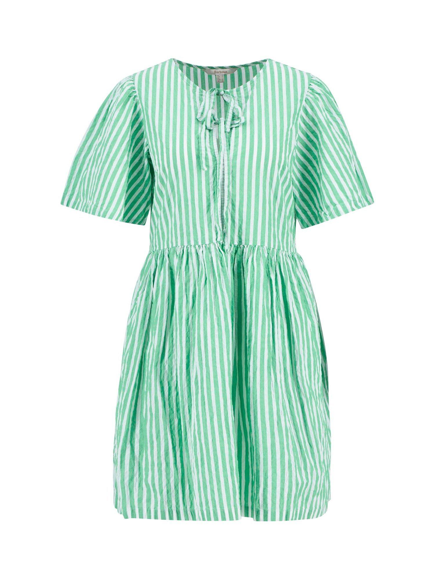 Product image 4 of 8, which shows Barbour Daison Striped Cotton Mini Dress, Kelly Green/Multi, 10
