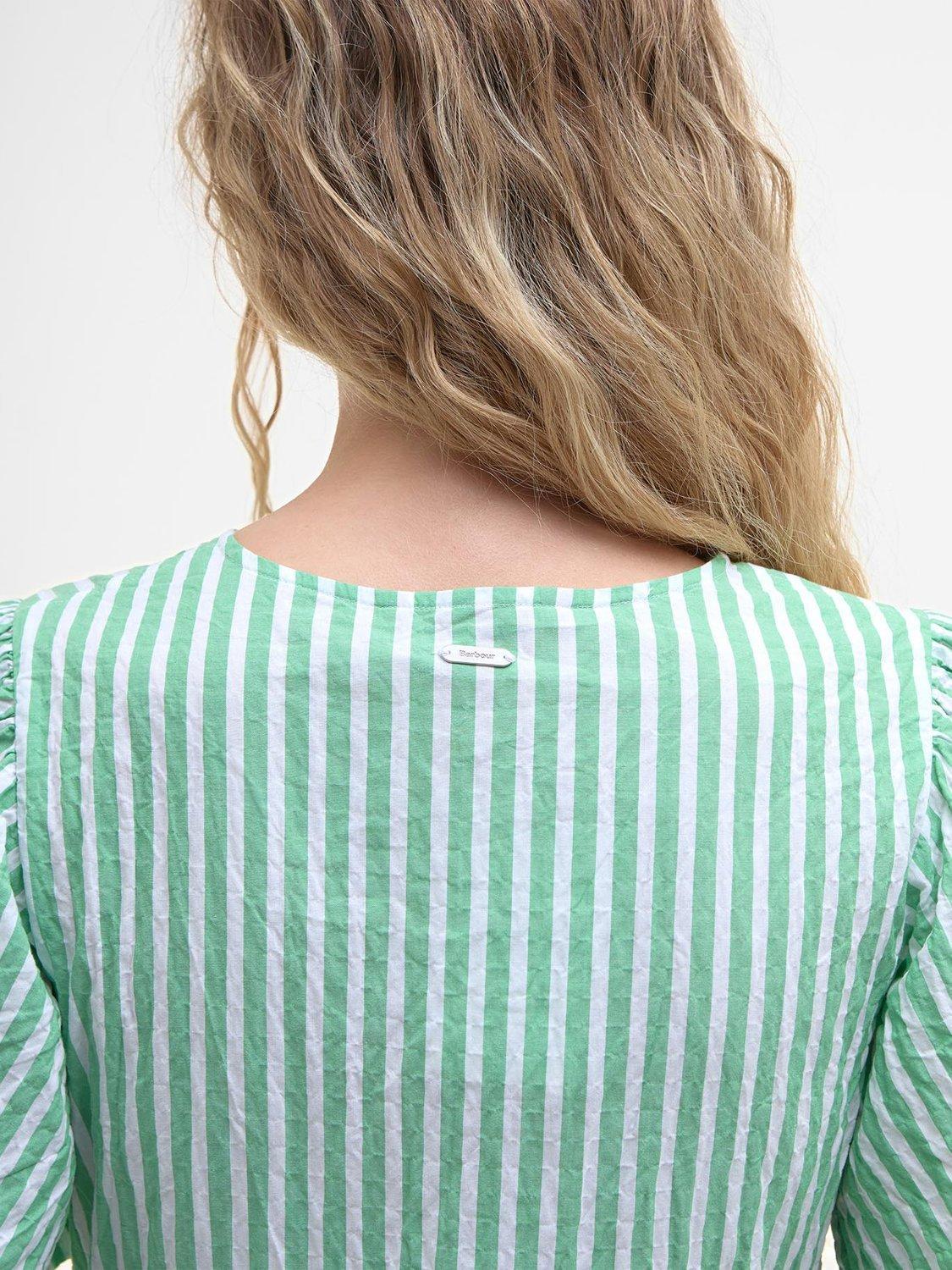 Product image 8 of 8, which shows Barbour Daison Striped Cotton Mini Dress, Kelly Green/Multi, 10