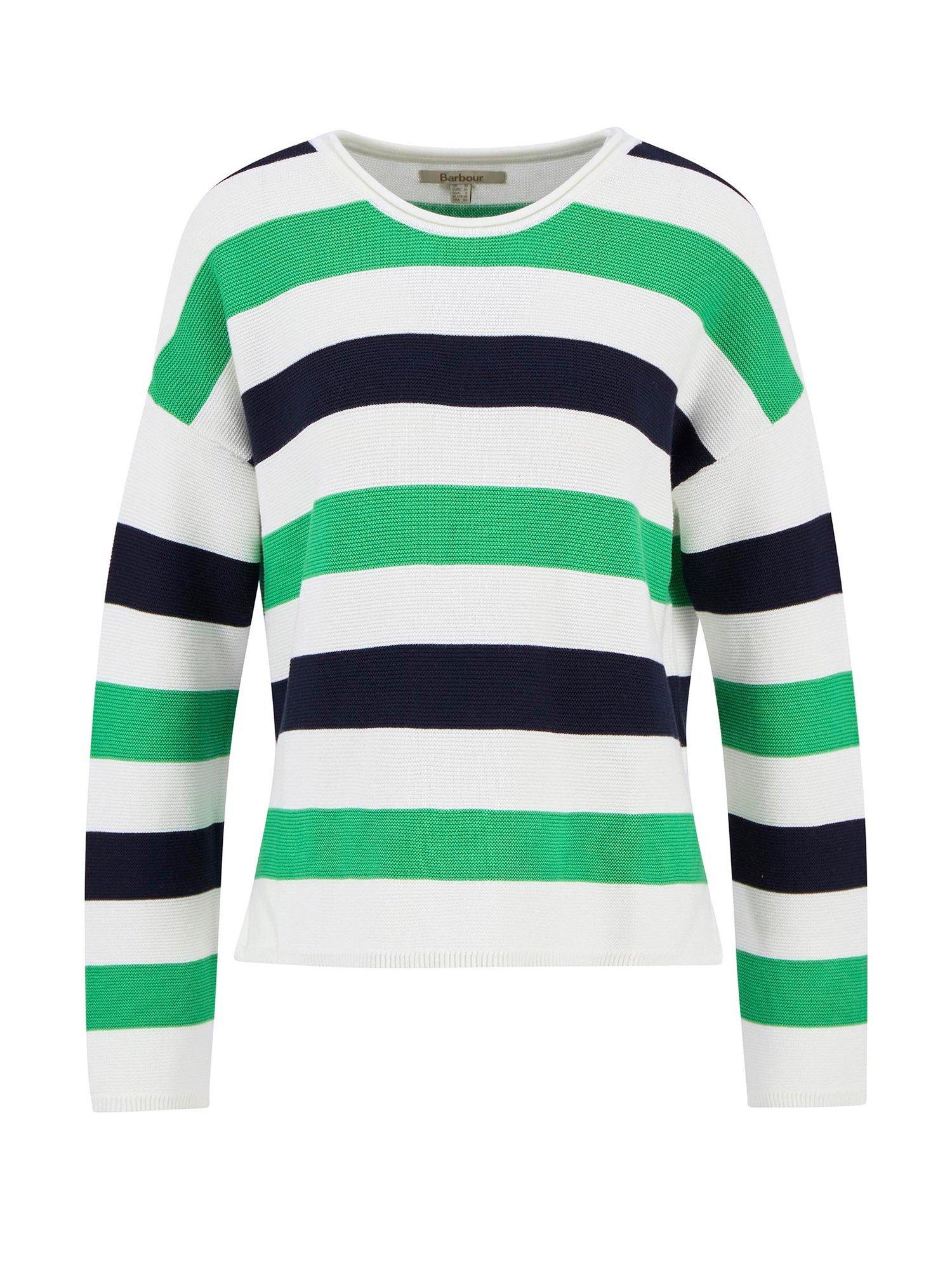 Product image 4 of 7, which shows Barbour Marine Striped Textured Cotton Crew Neck Jumper, Multi, 10