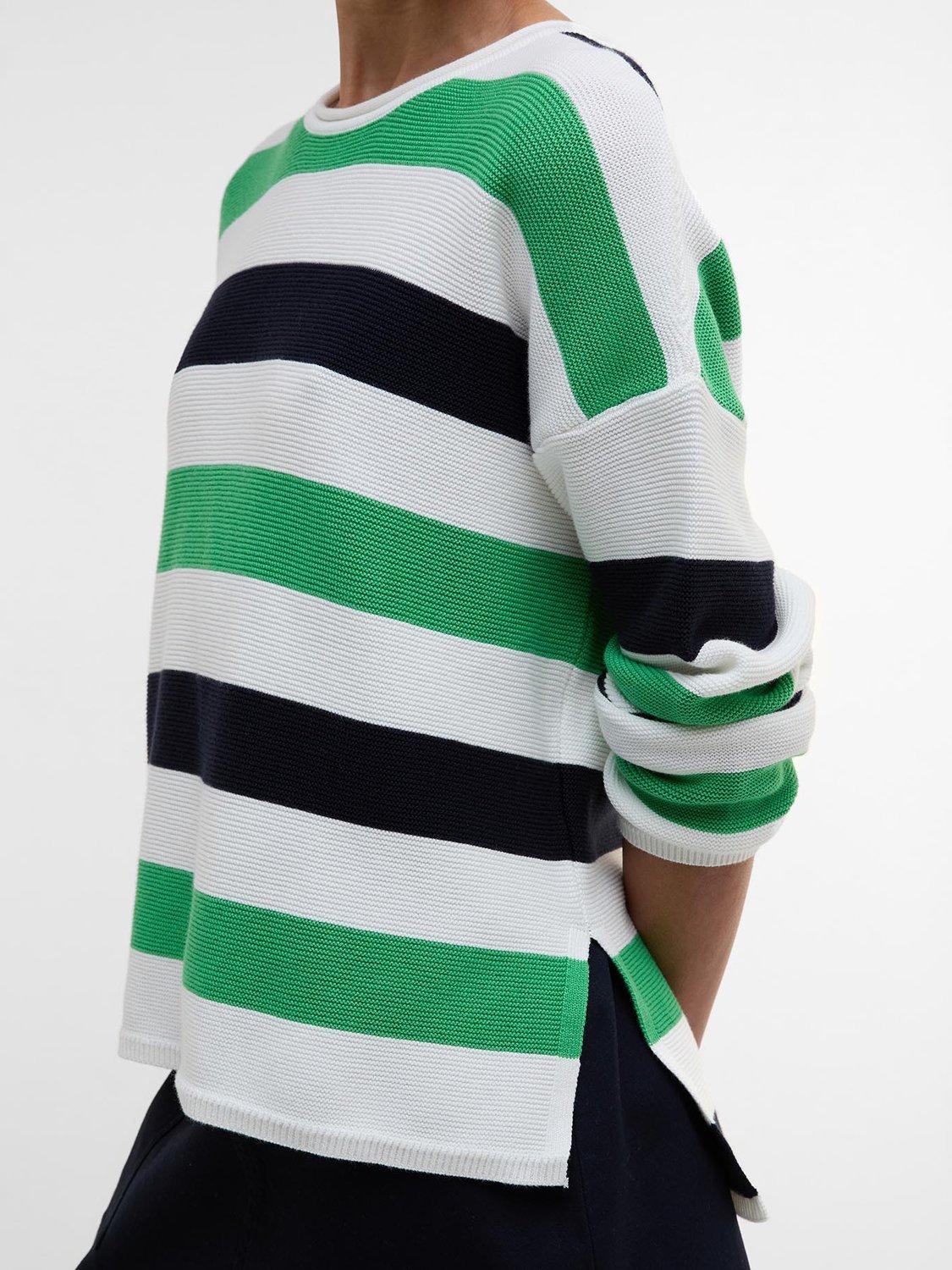 Product image 6 of 7, which shows Barbour Marine Striped Textured Cotton Crew Neck Jumper, Multi, 10