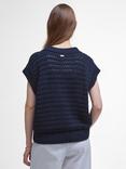 Barbour Melanie Open Crochet Knit Cotton Sweater Vest