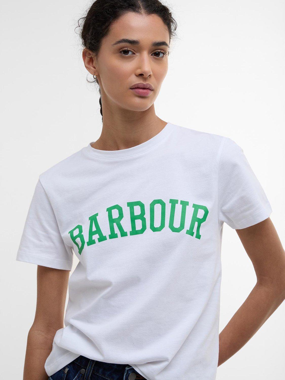 Product image 5 of 5, which shows Barbour Bailey Graphic Logo Cotton T-Shirt, White, 10