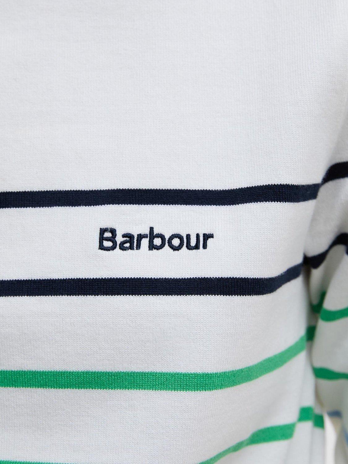 Product image 6 of 11, which shows Barbour Hawkins Script Embroidered Striped Cloud Cotton Top, Cloud/Multi, 8