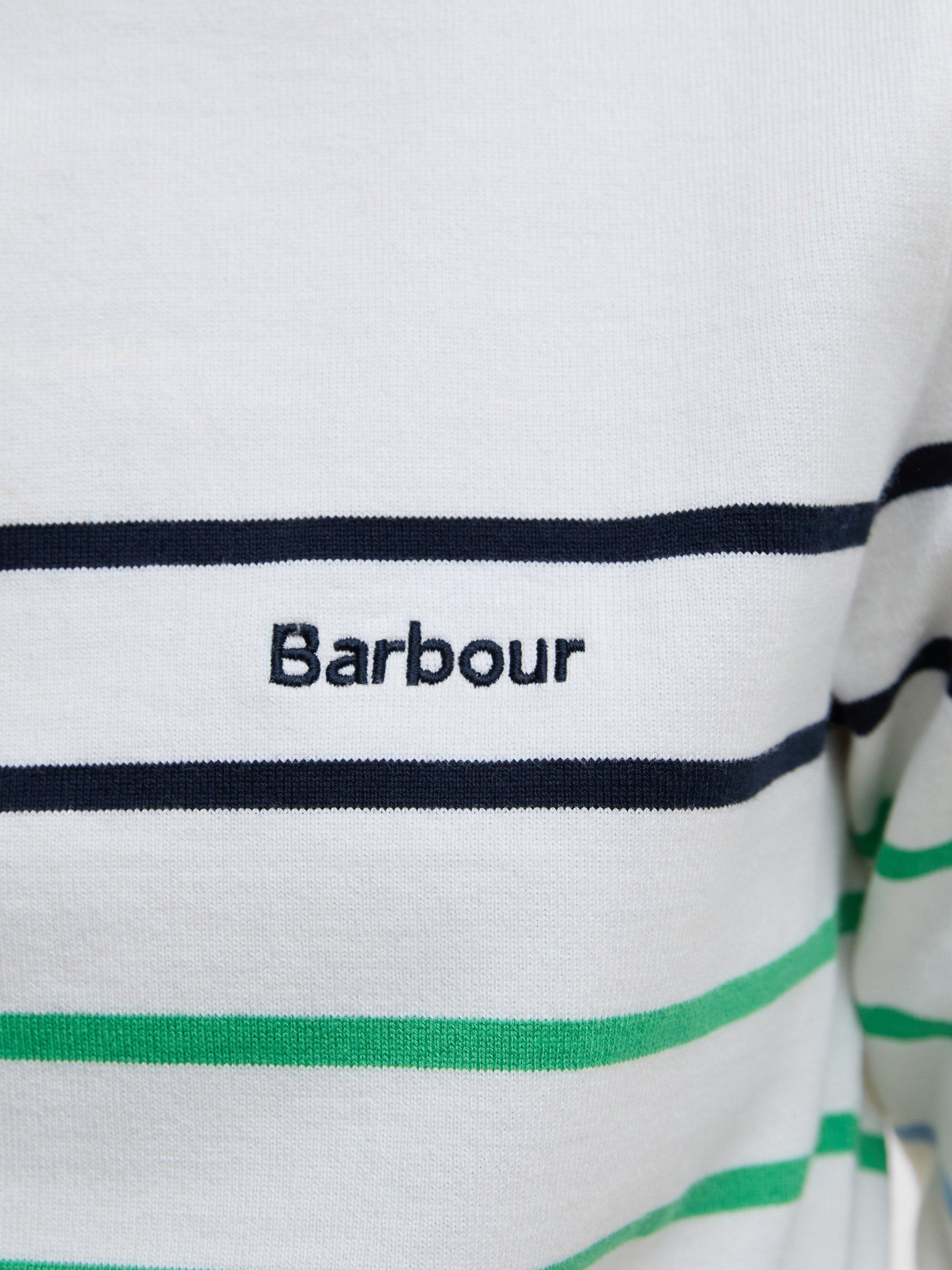Product image 9 of 11, which shows Barbour Hawkins Script Embroidered Striped Cloud Cotton Top, Cloud/Multi, 8