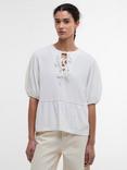 Barbour Louise Puff Sleeve Mixed Blend Peplum Tie Blouse