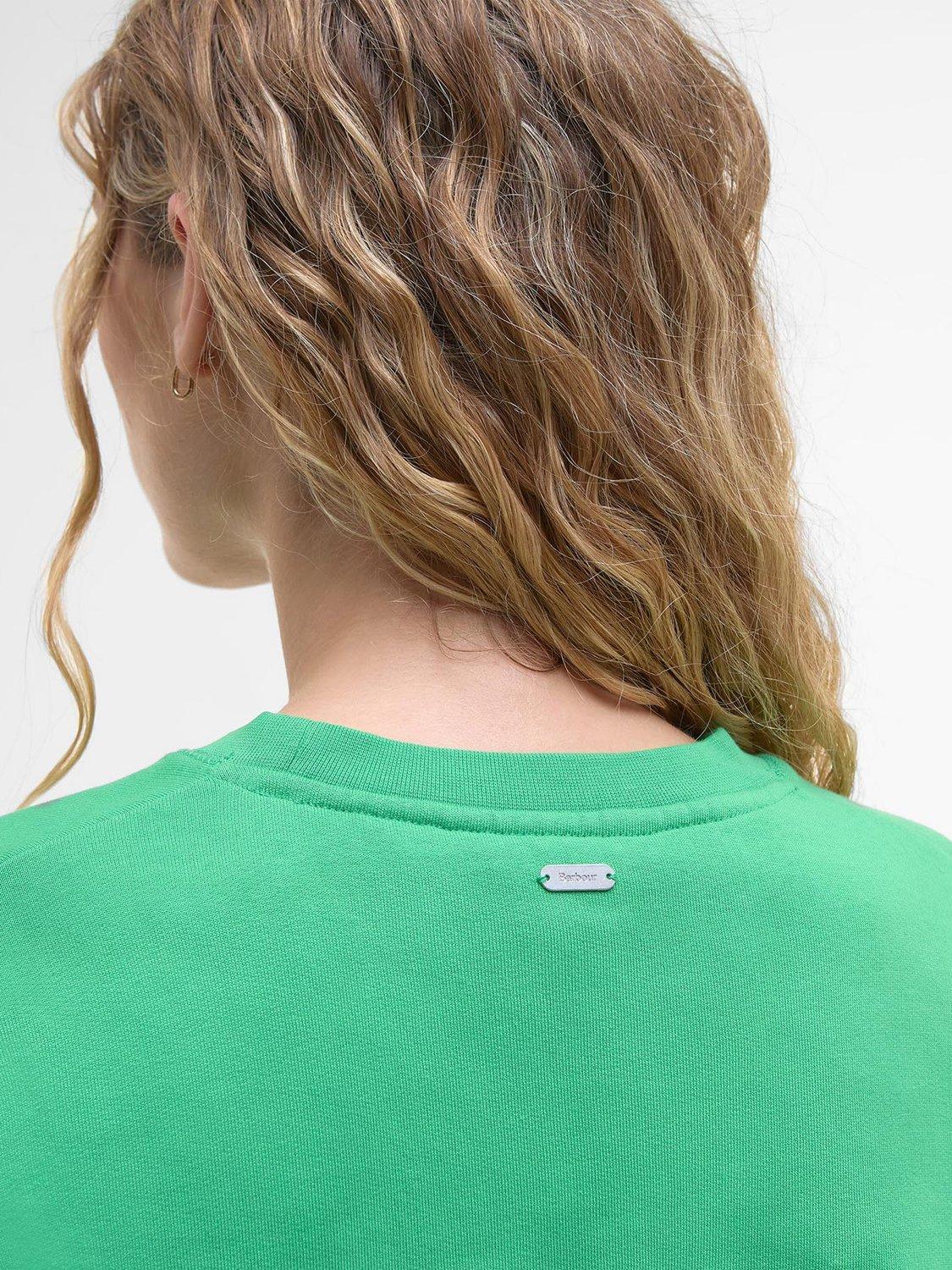 Product image 5 of 5, which shows Barbour Silverdale Boucle Graphic Cotton Varsity Sweatshirt, Kelly Green, 8