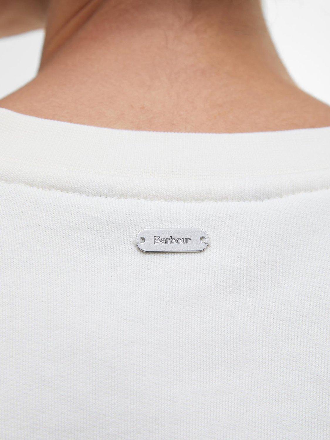Product image 7 of 7, which shows Barbour Silverdale Boucle Graphic Cotton Varsity Sweatshirt, Neutral, 8
