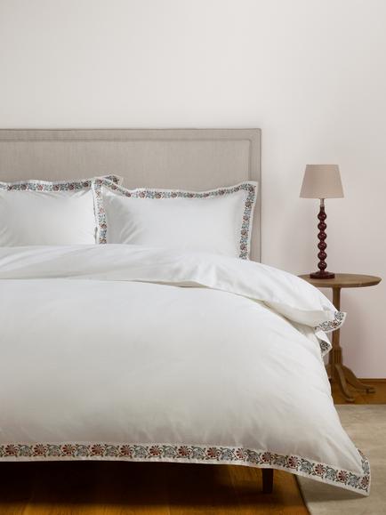 John Lewis Penbury Border Pure Cotton Percale Duvet Cover Set, 200 Thread Count - view 2, White