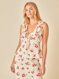 Nobody's Child Tommie Sleeveless Ruffle V-Neck Tomato Print Top, White/Red