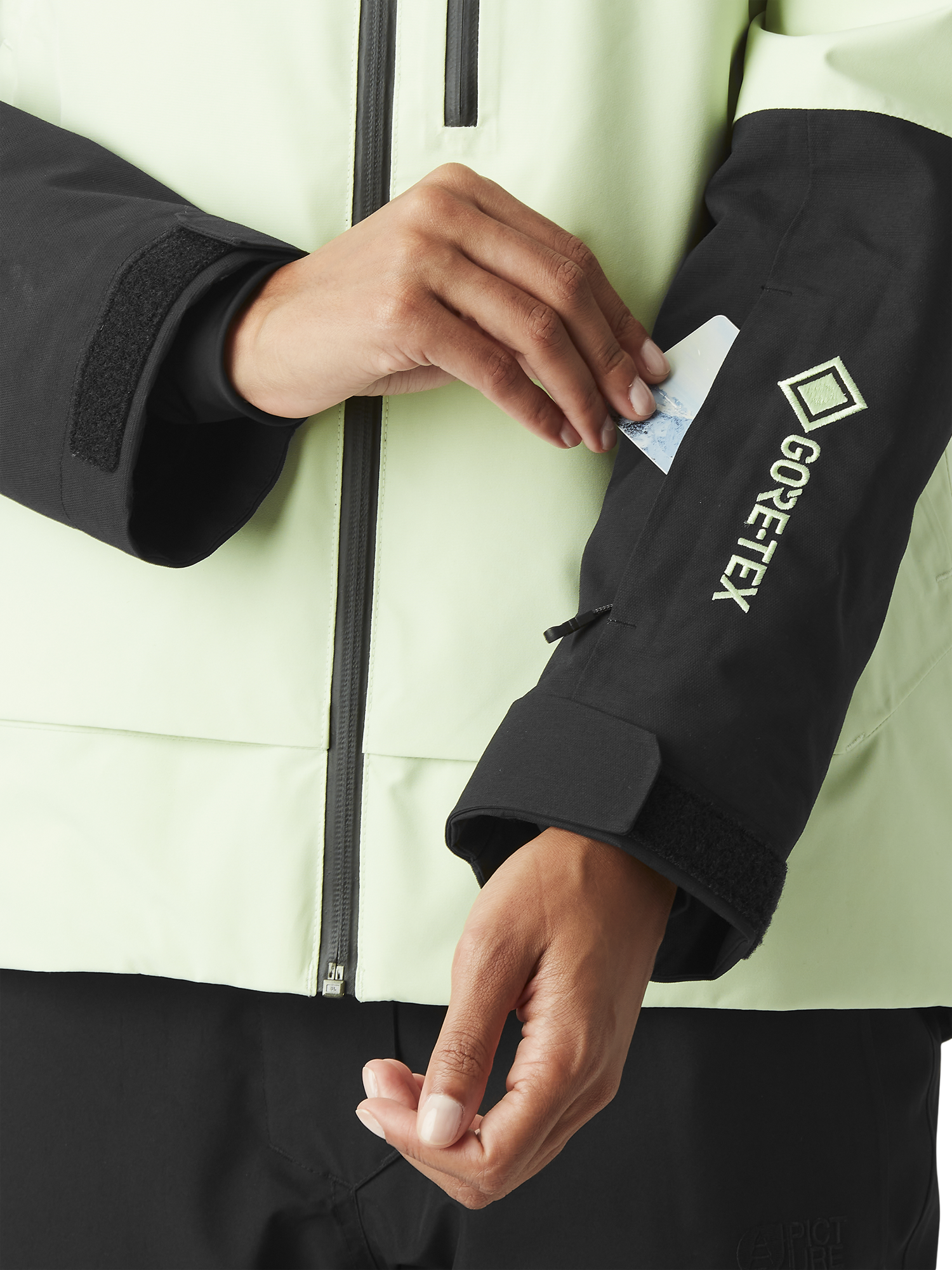 Product image 5 of 10, which shows Picture Merepi W Gore-Tex Ski Jacket, Tender Green, XS